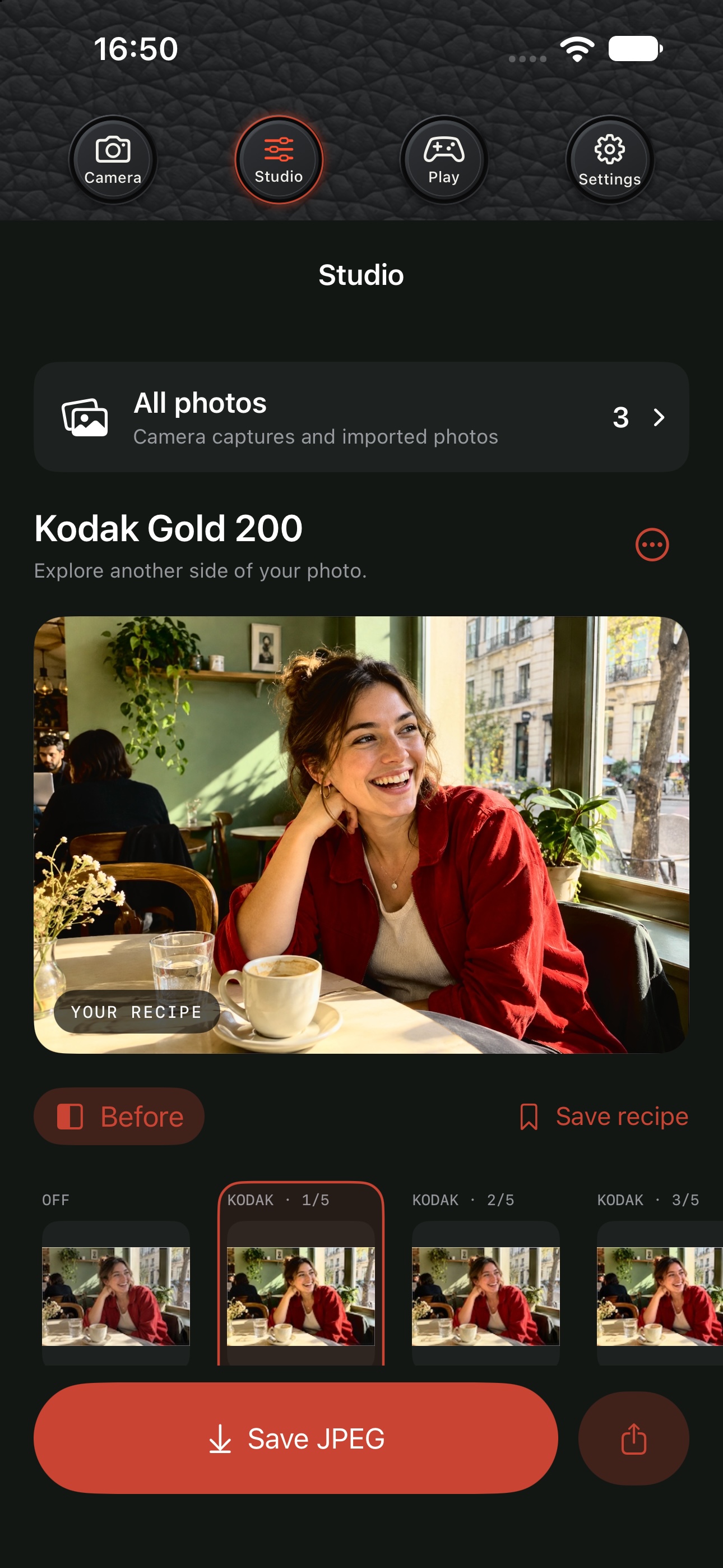 English Fujitime Studio interface with colour and image adjustment controls